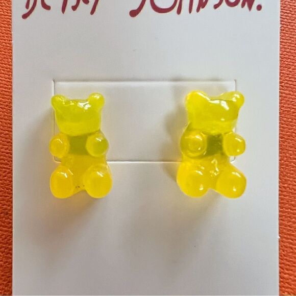 💛 Betsey Johnson lemon yellow gummy bear earrings 💛 - Picture 2 of 5